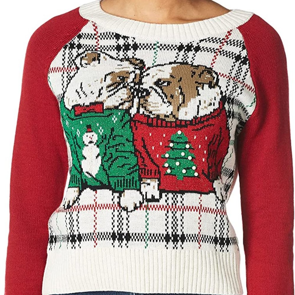 Ugly Christmas Sweater - Bulldogs in Xmas Sweaters - size Junior's Large